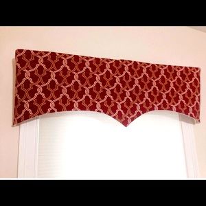 Set of 2 Custom Curtain Valences Red, Gold & Tan